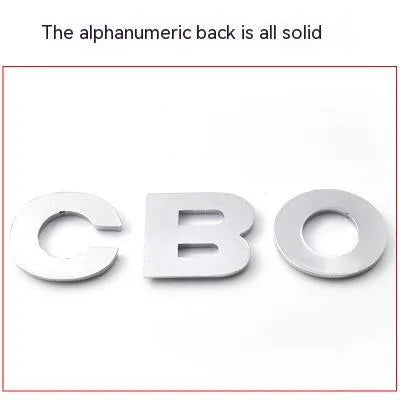 3D metal car bumper sticker with raised English letter on vehicle surface
