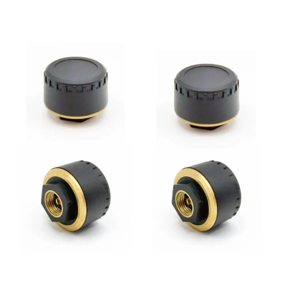 Bluetooth tyre pressure monitoring system with four black waterproof sensors for car truck use