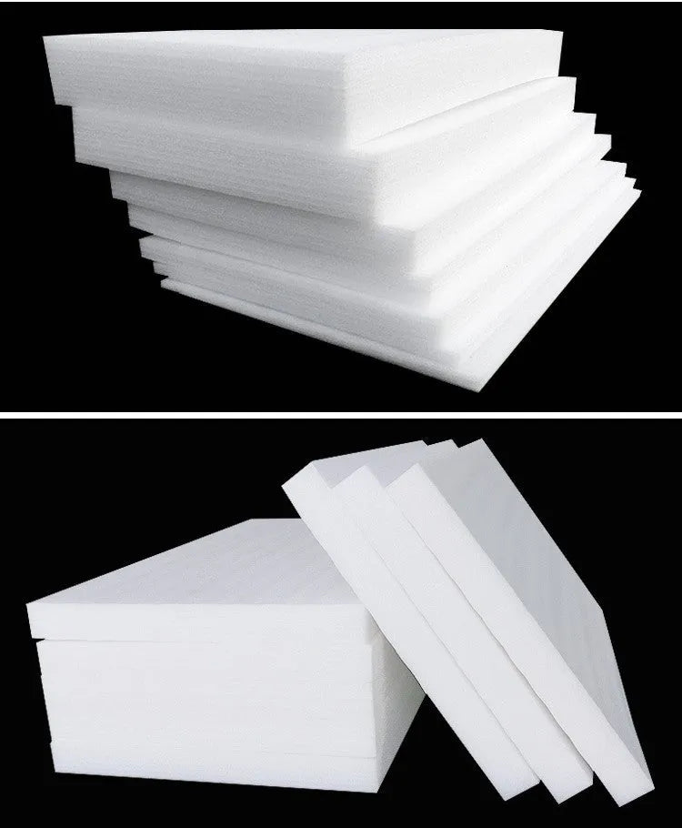 Large white EPE pearl cotton foam board showing its 2 metre by 1 metre dimensions and 10mm thickness.