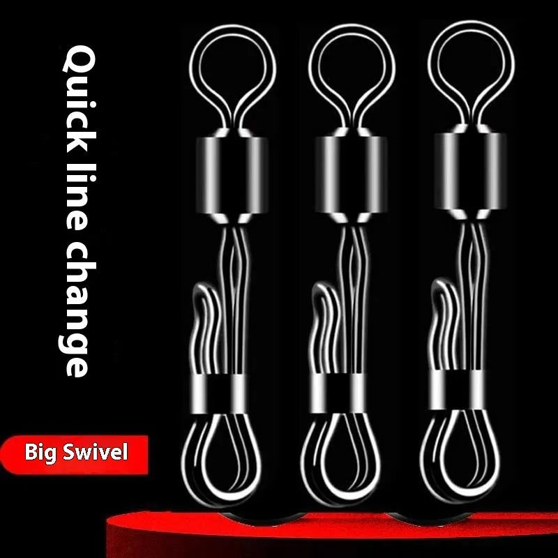 Brass quick change fishing barrel swivel bearing for fast line management
