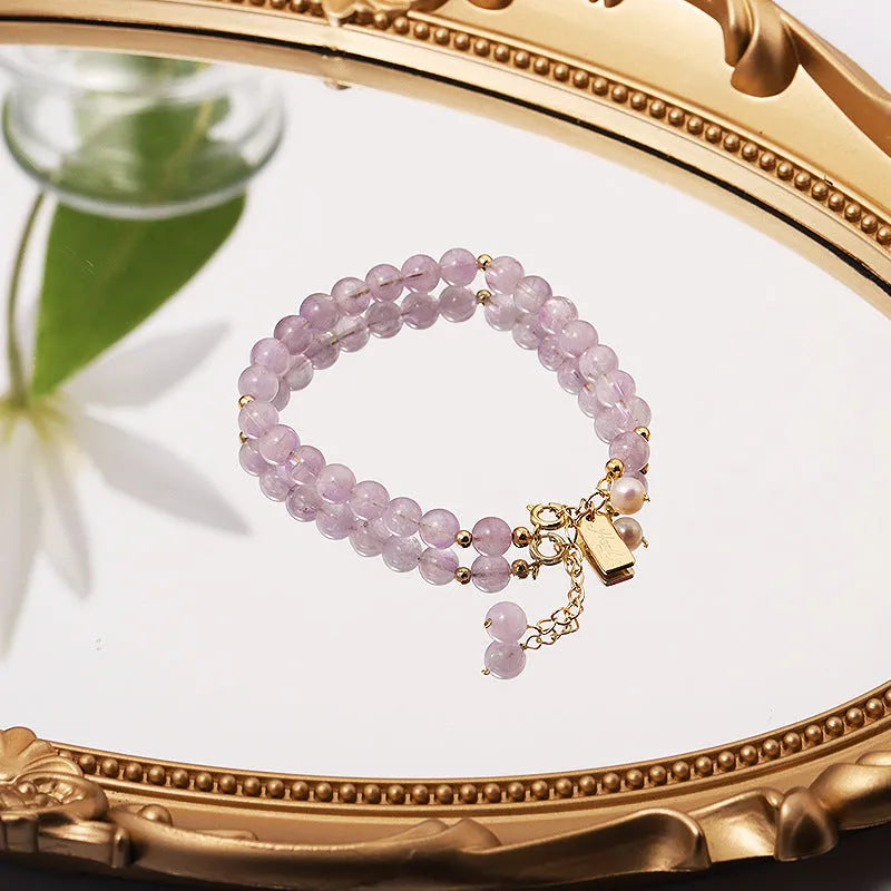 Natural lavender amethyst crystal bracelet with animal or zodiac motif for women.