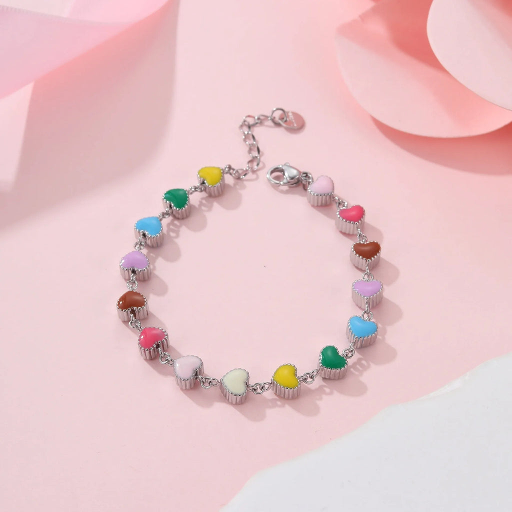 Heart-shaped stainless steel bracelet for women with 18K electroplated gold or steel finish