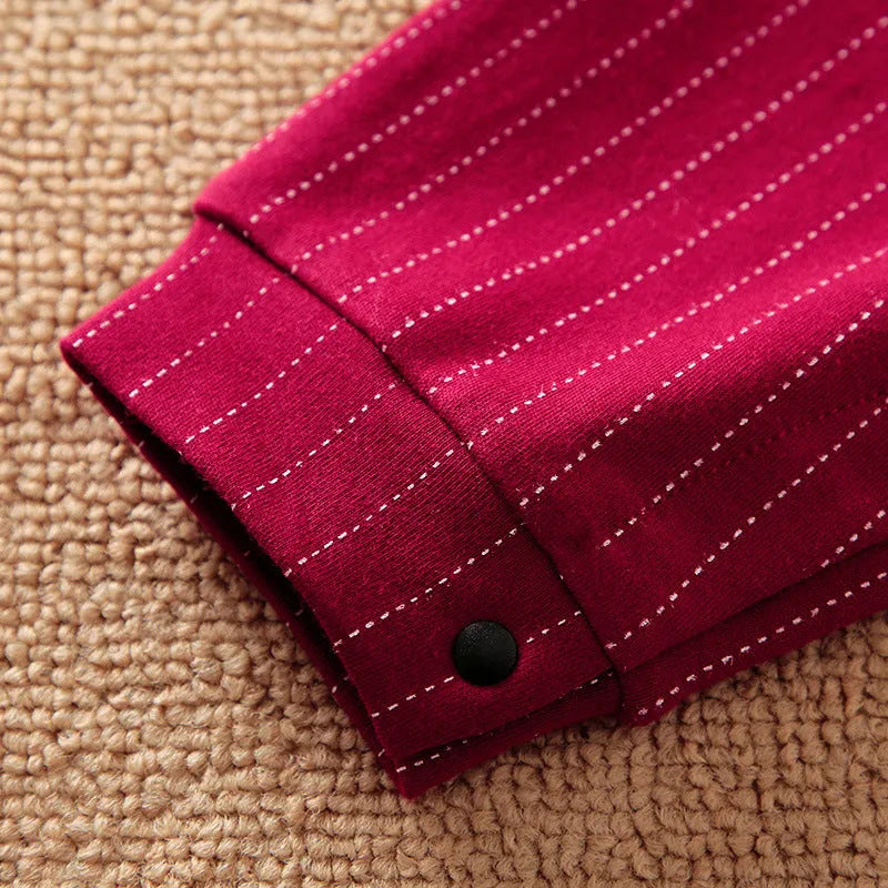 Wine red cotton baby boy romper with long sleeves and single-breasted closure