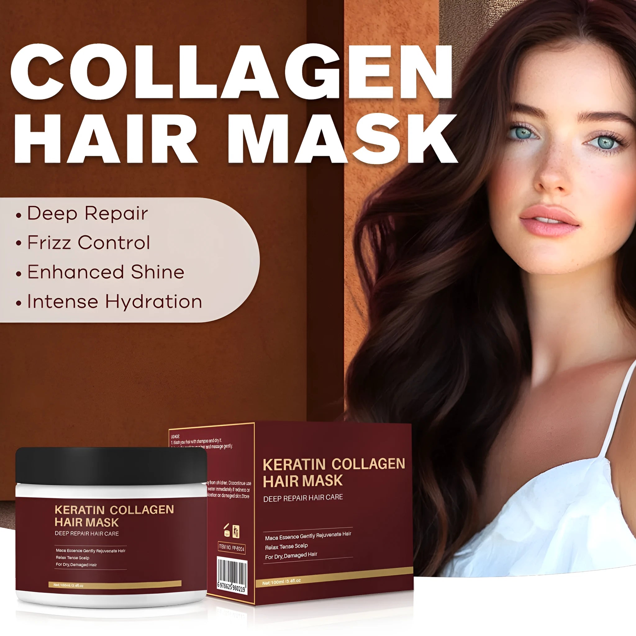 100ml collagen hair mask bottle for moisturising and repairing dry damaged hair