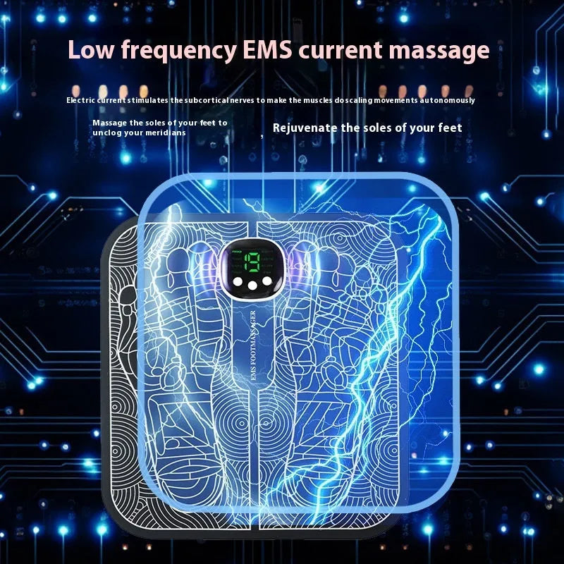 Rechargeable reflexology foot massager mat with USB charging and remote control