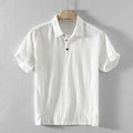 Men's loose fit cotton linen blend leisure shirt in solid colour options