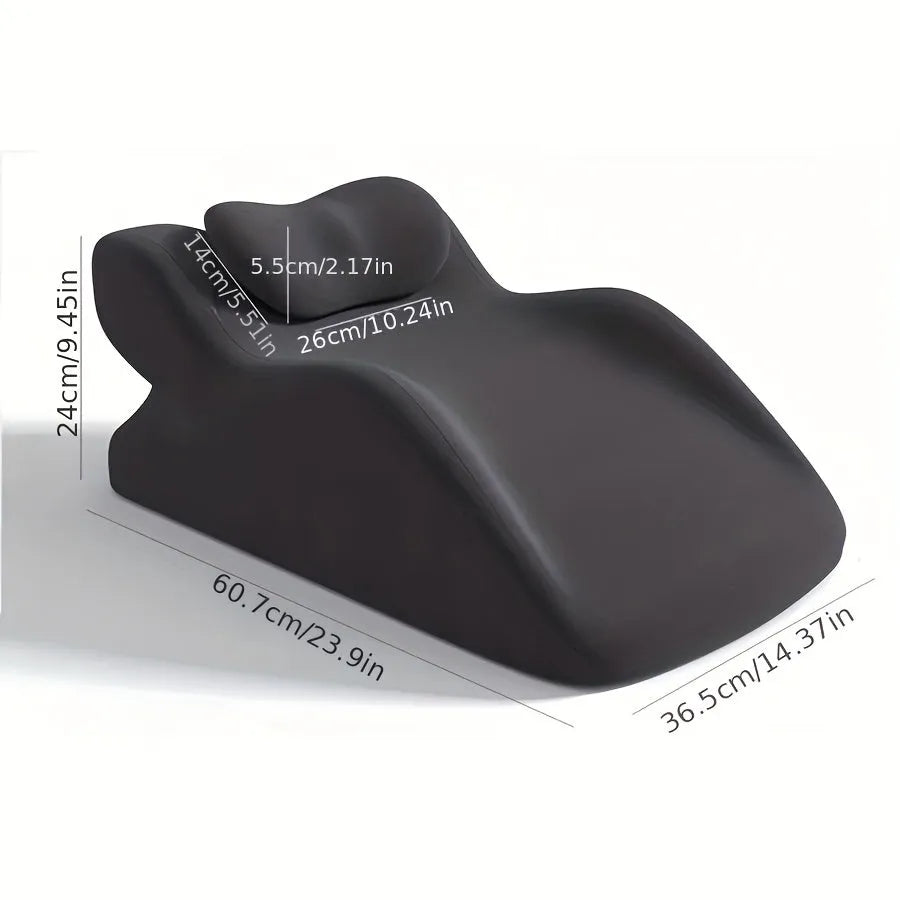 Prone position stomach sleeping pillow in Blue for face-down reading and phone use