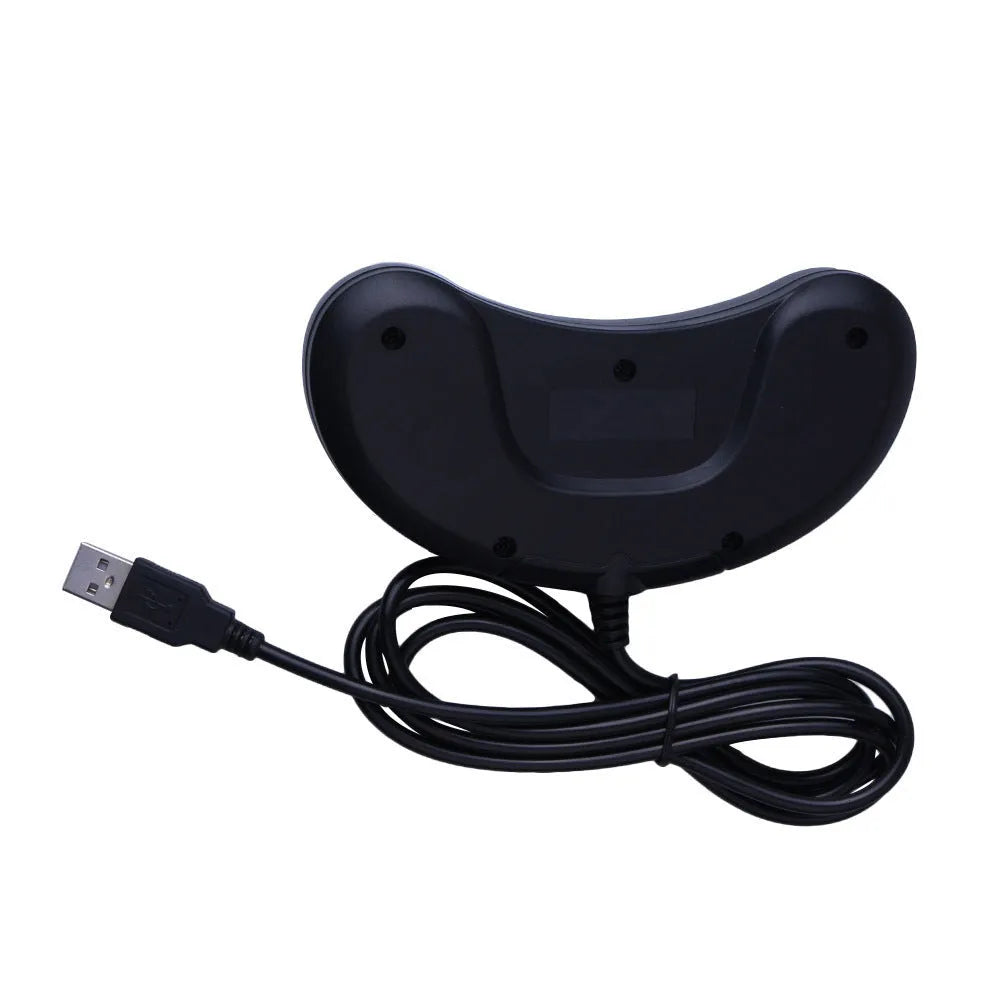 Black Sega USB computer game controller with braided copper wire