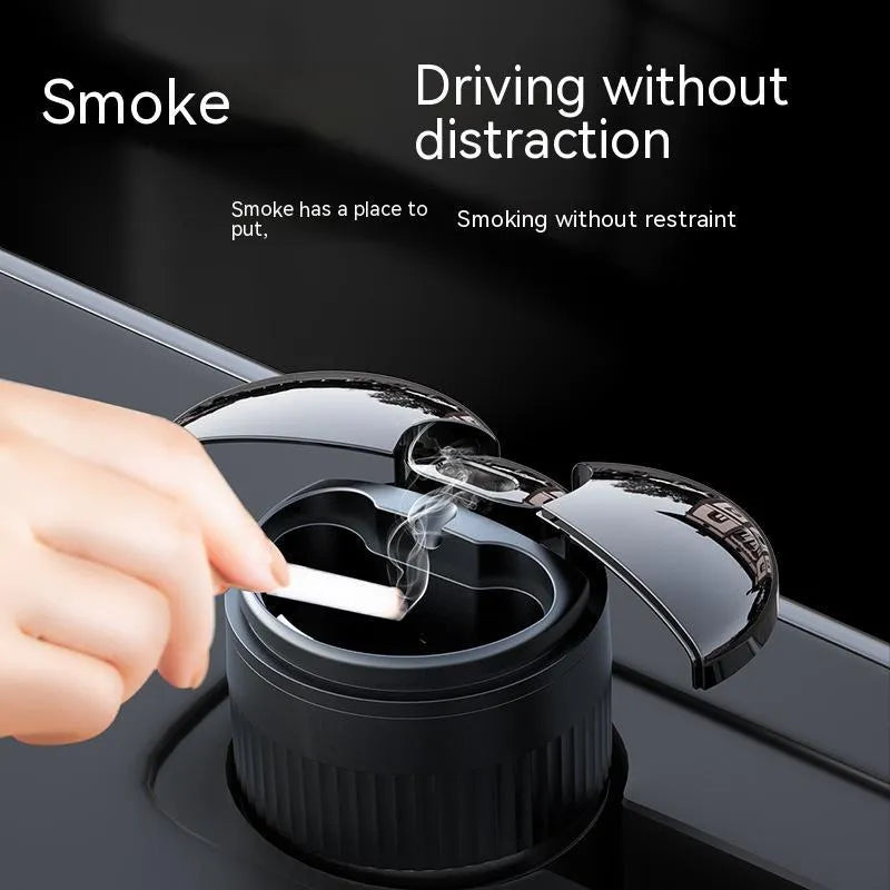 Smart infrared touch car ashtray with automatic sensing, metal construction, 113mm by 72mm