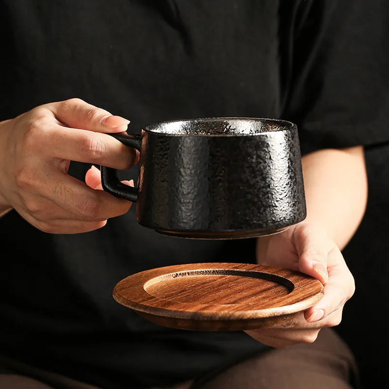 Office gift tumbler coffee cup suit with gold-plated gift box and approximately 250ml capacity irregular shape mug