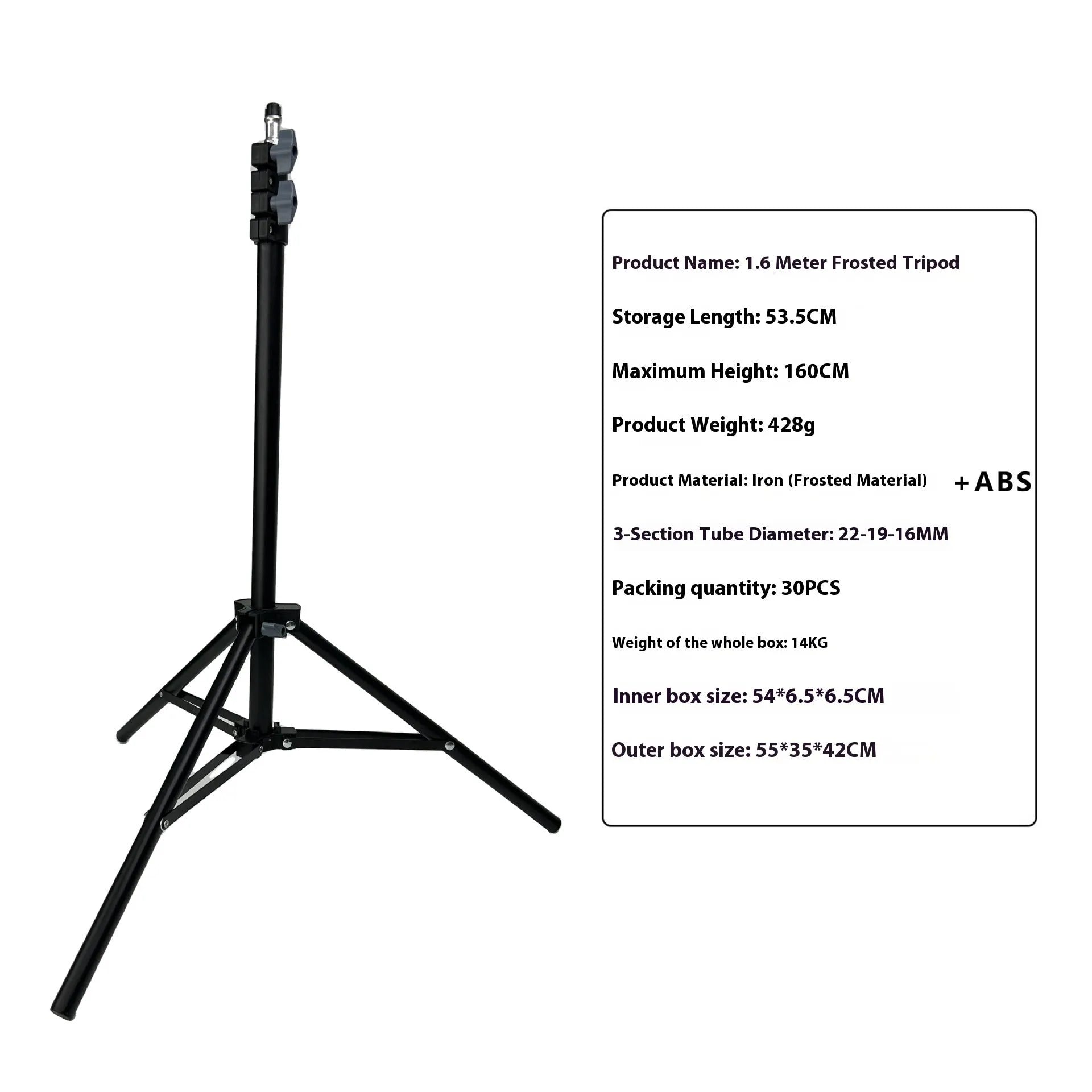 Tripod light stand photography kit with mobile phone holder in colour box packaging