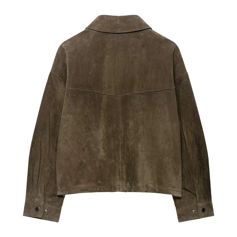 Women's medium thickness PU jacket in Japanese Korean casual style with regular fit