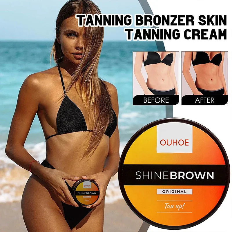 Tanning cream and aloe vera gel combination set in 50g or 100g containers for body bronzing and after sun relief