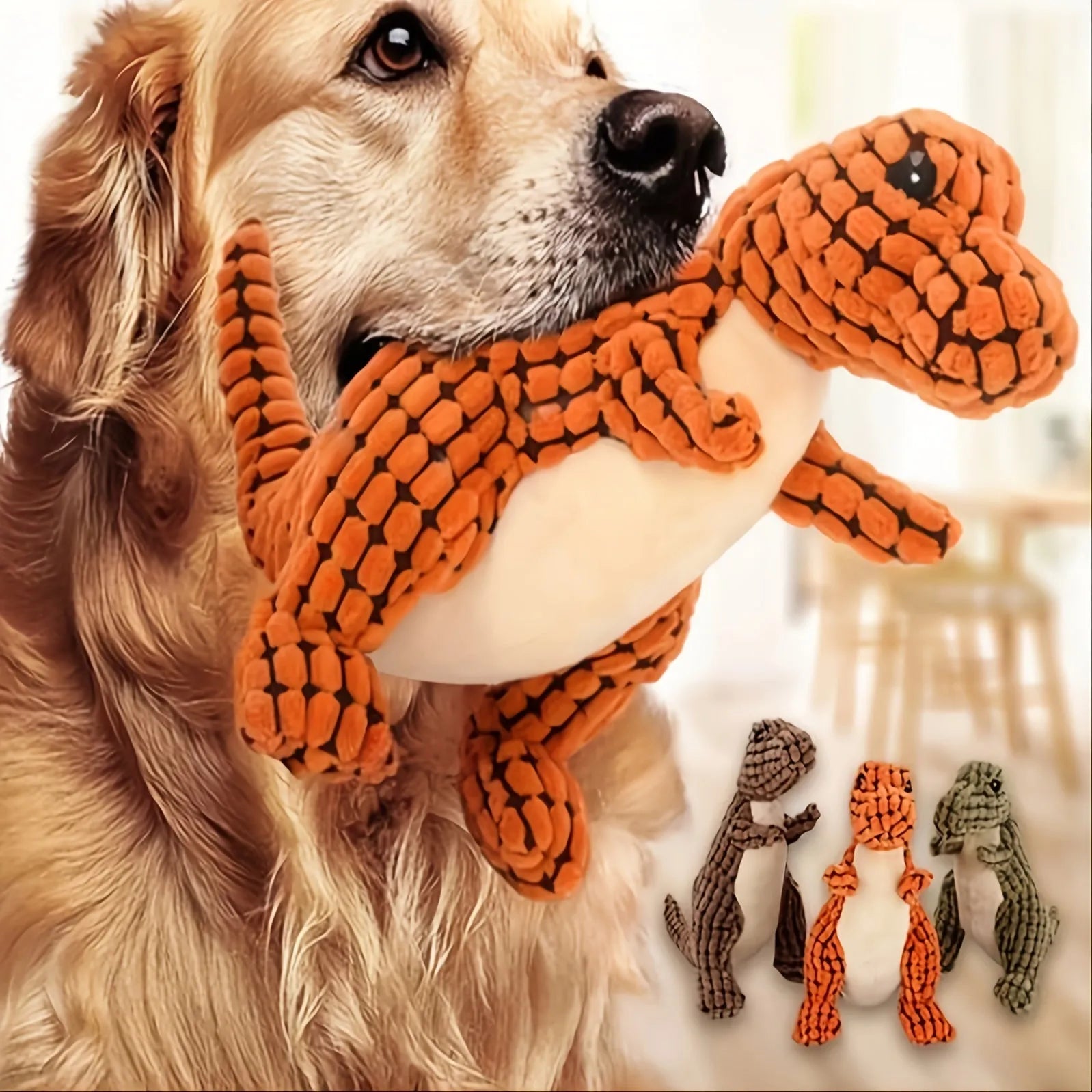 Durable dog toy with sound measuring 35cm long for biting resistance and boredom relief