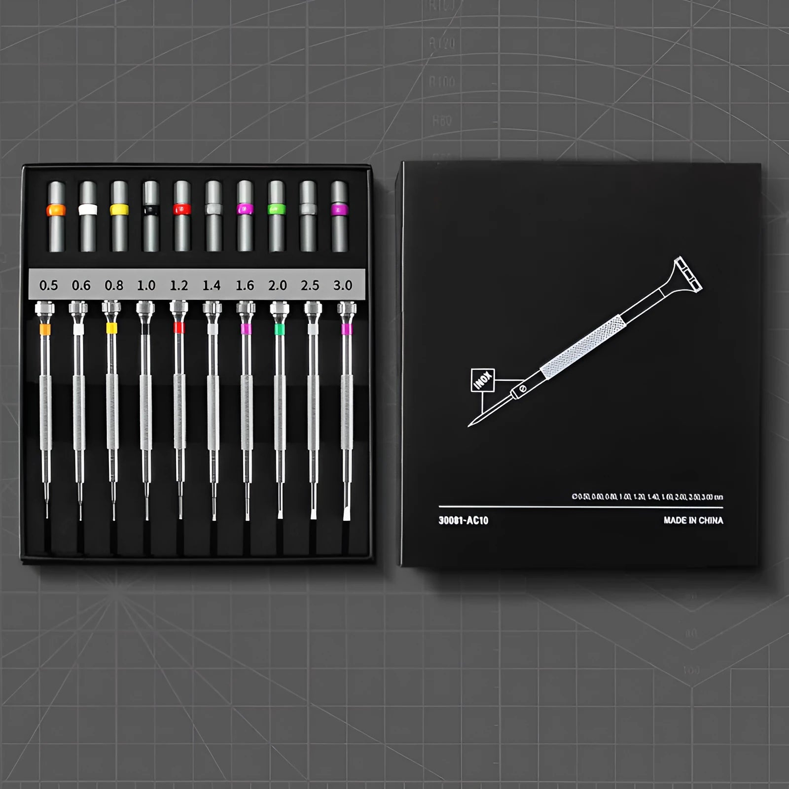 10-piece precision screwdriver repair toolkit for watches and glasses with 20 spare bits