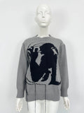 Women's alpaca wool sweater with abstract pattern and tassel design in loose street fashion style