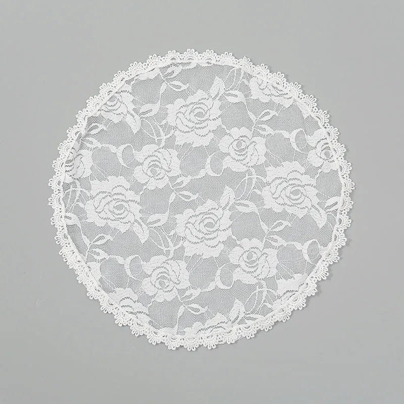 Round floral bridal head veil accessory measuring 30cm in black or white colour