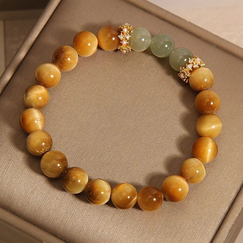 Natural tiger's eye U-shaped bead bracelet with simple auspicious patterns