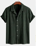 Men's loose fit summer cardigan shirt in polyester fabric with short sleeves