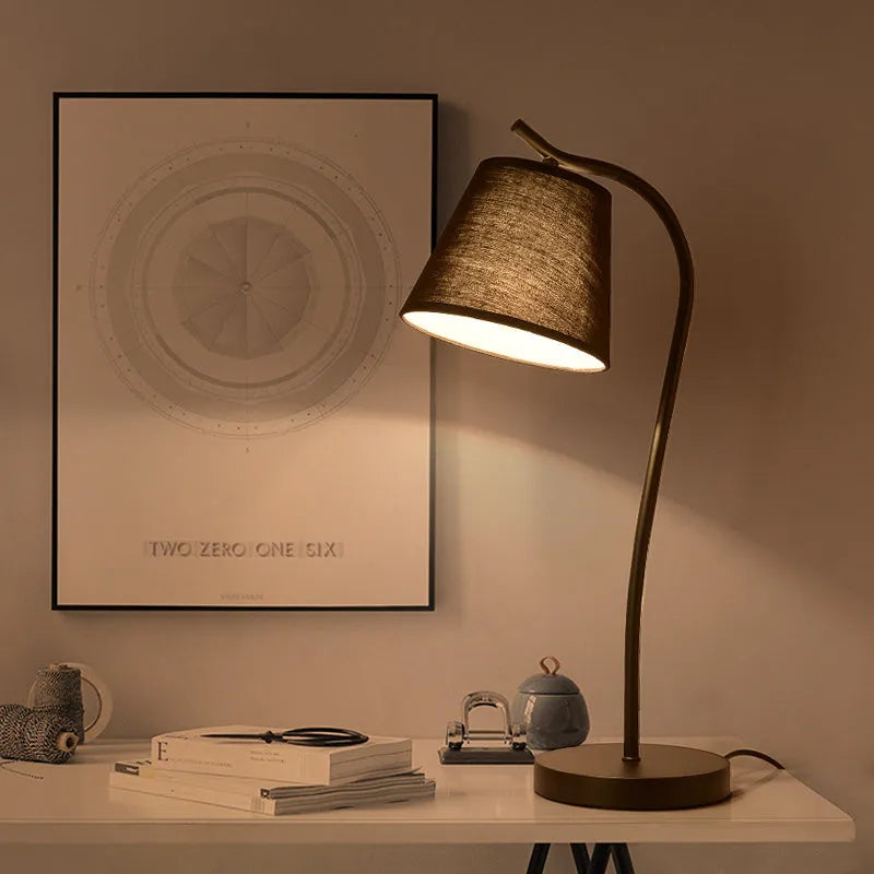 Nordic style eye protection table lamp with dimmer switch and LED lighting in multiple colour options