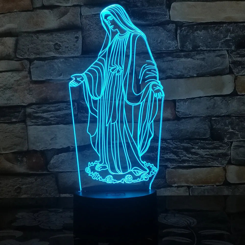 3D LED night light with laser-engraved acrylic plate showing dual ring pattern illumination