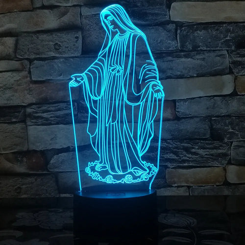 3D LED night light with laser-engraved acrylic plate showing dual ring pattern illumination