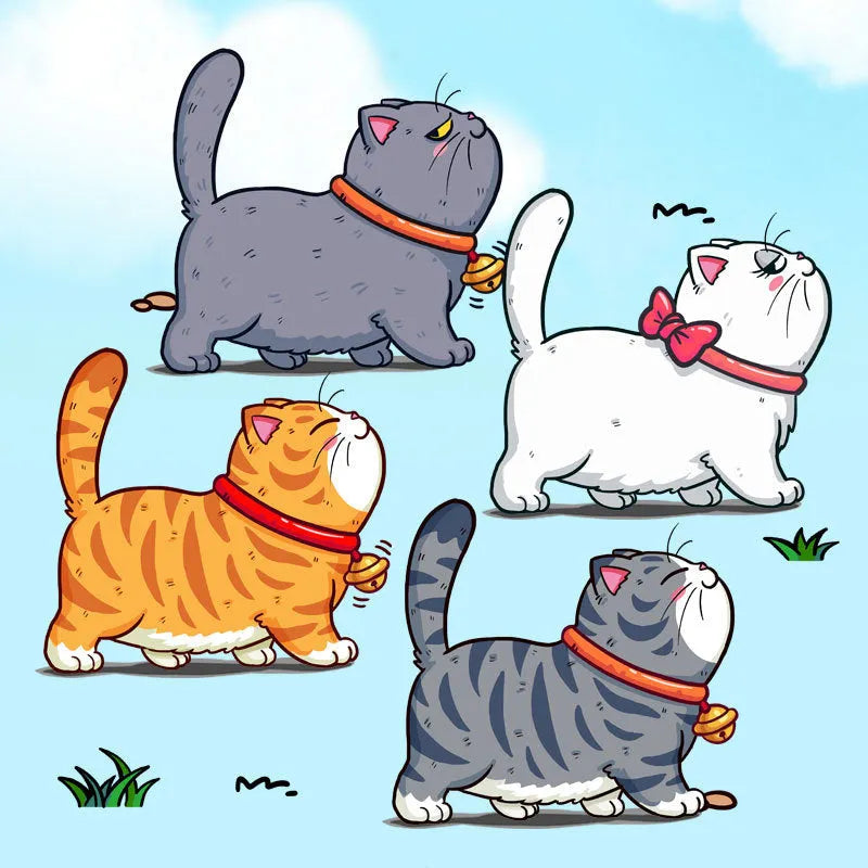 Waterproof PVC vinyl car sticker showing a design of five cats climbing, available in sizes S, M, and L.