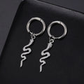 Gold plated snake-shaped stainless steel clip earrings with vintage animal design