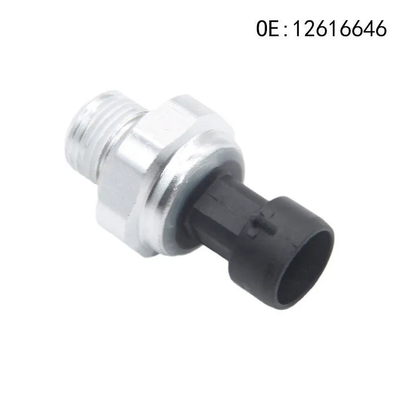 GM fuel pressure sensor with silver metal housing, part numbers 12616646 12677836 D1846A.