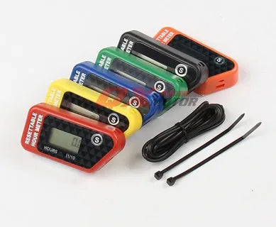 Black YSDS model waterproof LCD maintenance timer for vehicles and outdoor power equipment.