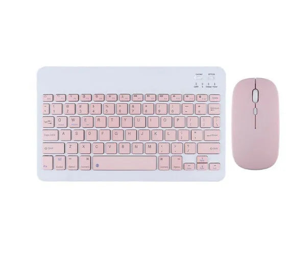 Compact white Bluetooth keyboard for tablet and PC use on a wooden desk