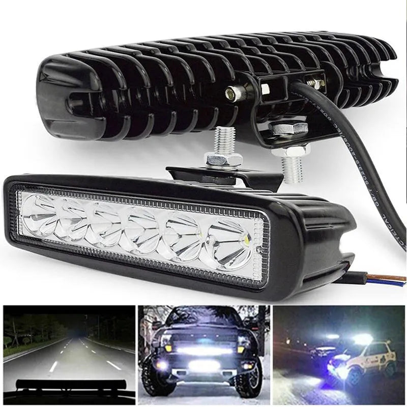 Black die-cast aluminium car auxiliary LED spotlight with bracket mount