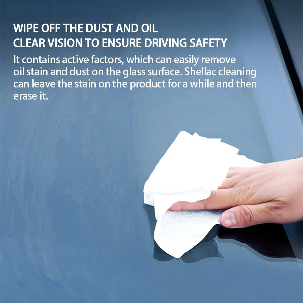 Glass oil film remover cleaning cream in 50ml, 100ml, and 200ml formats for car and window cleaning.