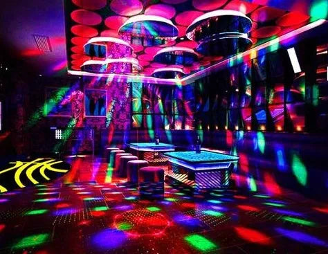 LED laser magic fan projection lamp in black or white with green and red laser effects