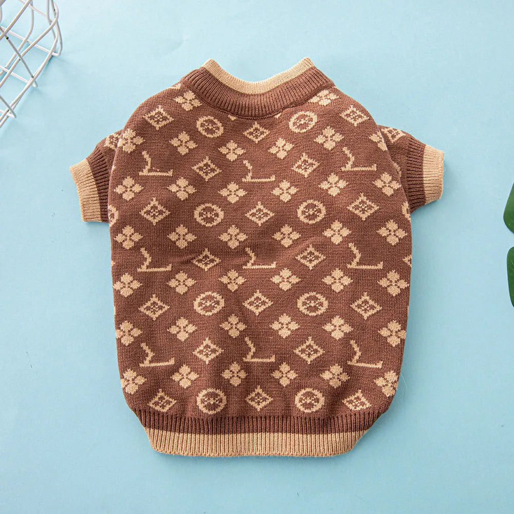 Wool blend dog sweater in European style with monochrome or two-tone colour options
