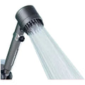 Portable modern simplicity ABS shower head with three gear adjustment for spray, massage, and rain functions.