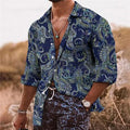 Men's floral pattern shirt with 3D printing effect in loose fit style