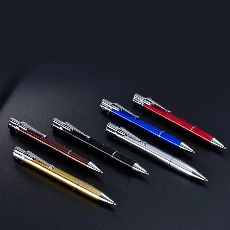 Metal refillable jet lighter pen with keychain in various colours