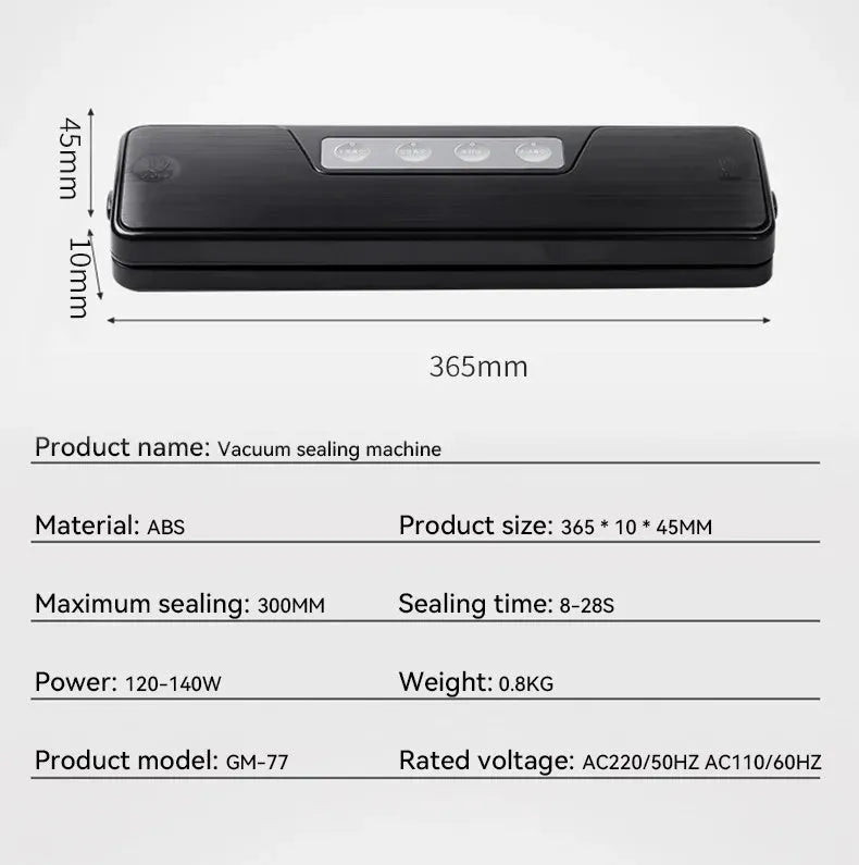 White automatic vacuum sealer machine with compact design for food preservation
