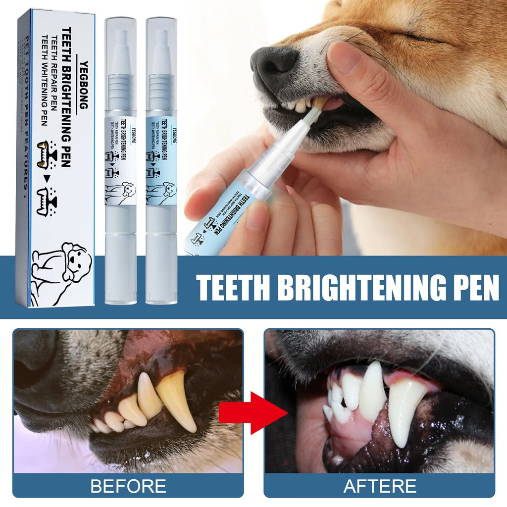 Yegbong pet teeth whitening pen kit with two 3ml pens and dental brushes for dogs and cats