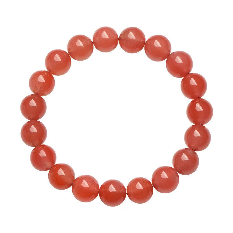 Natural South Red Cherry Agate scattered bead bracelet showing cherry red colour and polished surface