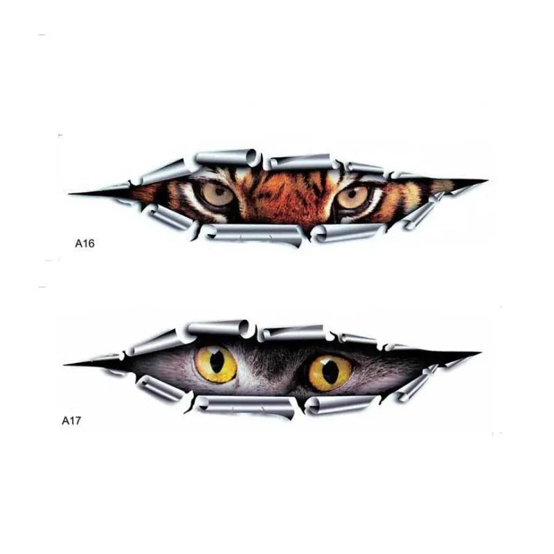 Tiger Eye Eagle Eye 3D car bumper sticker measuring 35cm on vehicle door