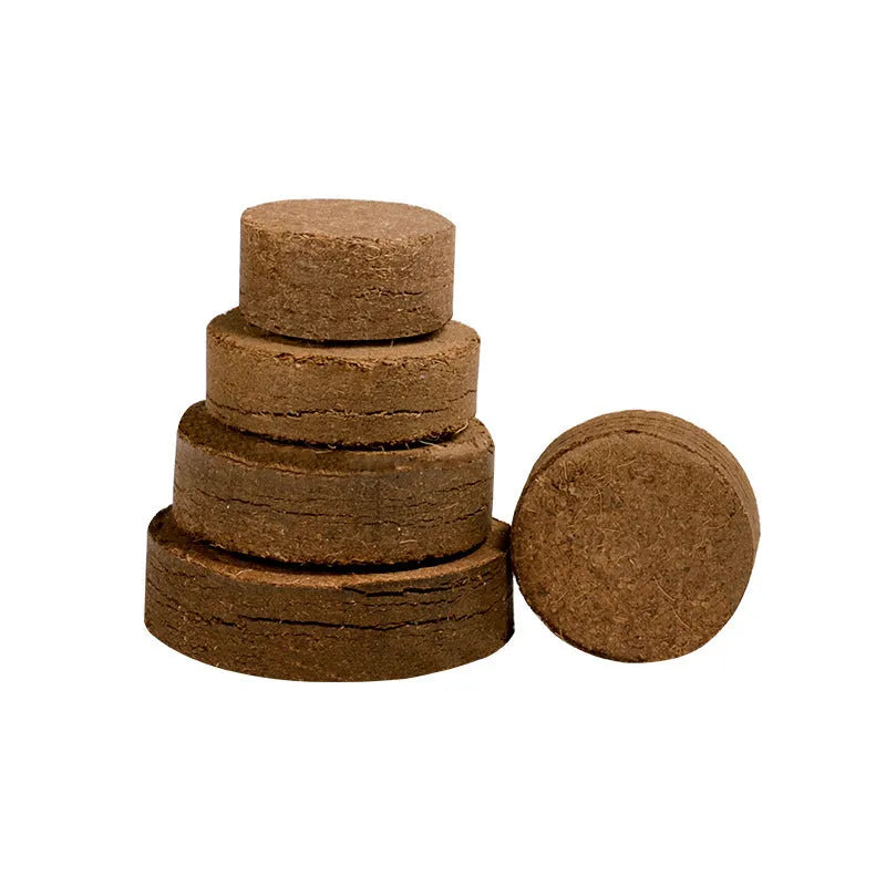 Nutrient soil blocks for vegetable seedling cultivation in various sizes on a garden table