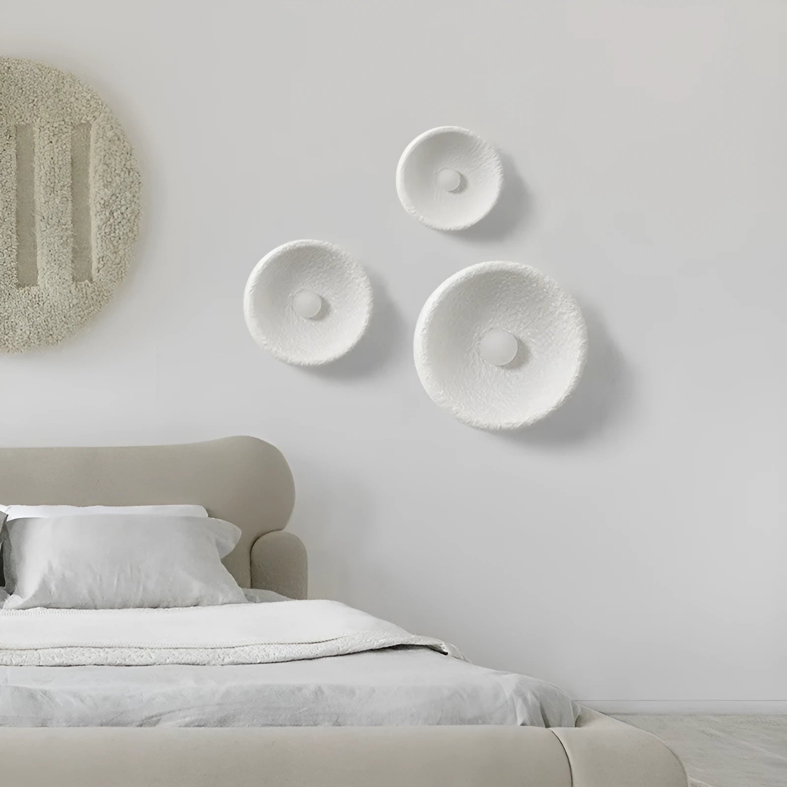 Japanese minimalist wall lamp with resin shade in three size options for ambient lighting