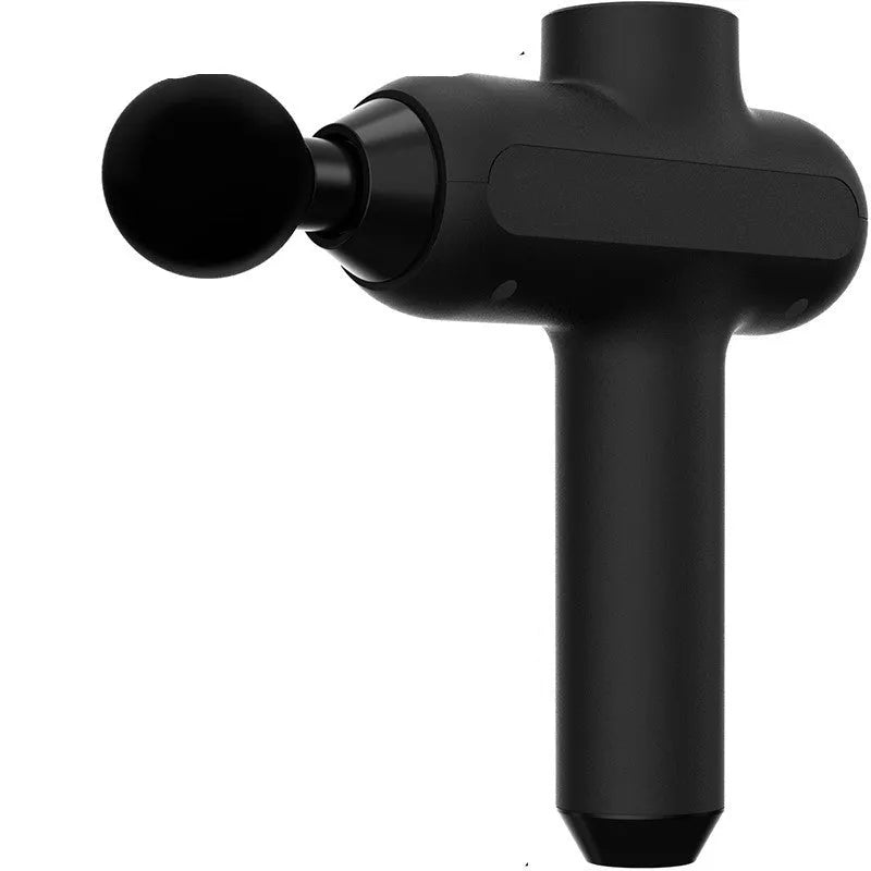 Handheld electric percussion massager with six heads in black, white, or red colours
