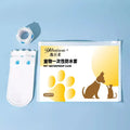 A pack of 20 white disposable waterproof dog booties made from non-woven fabric, shown in S and M sizes.