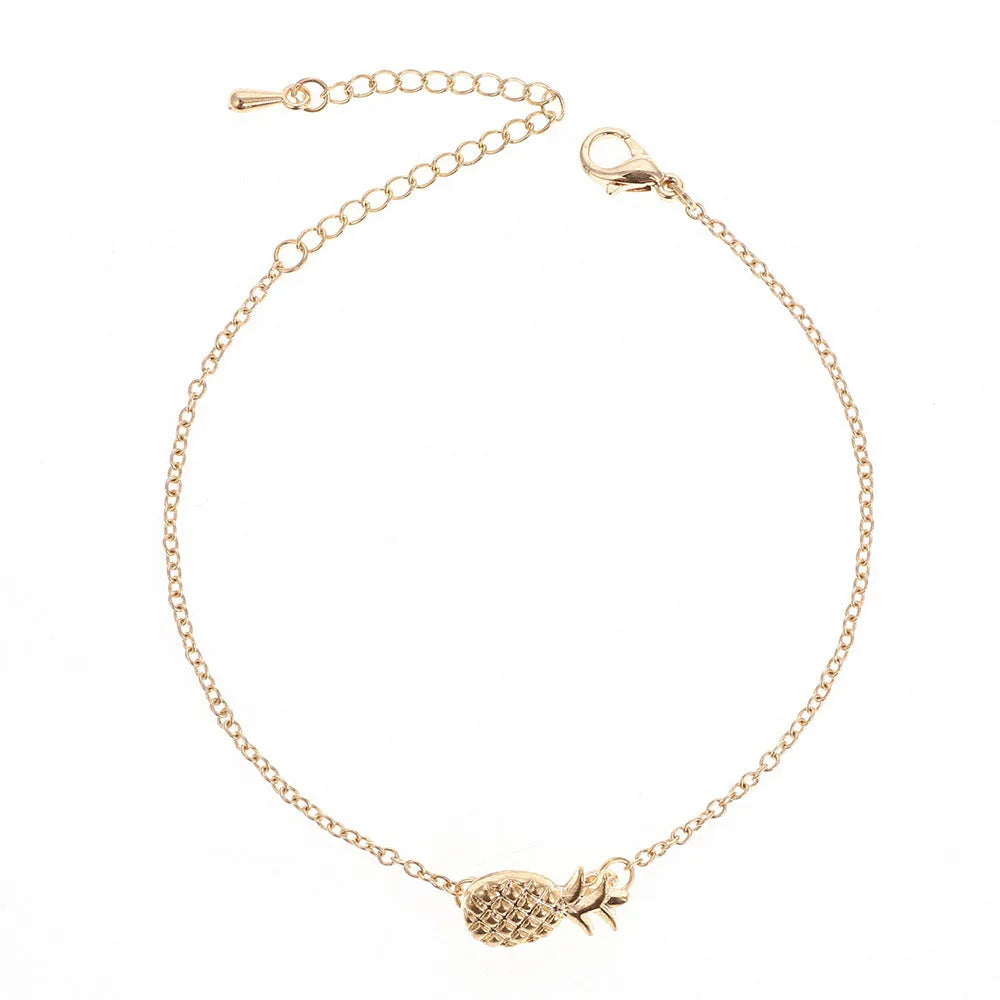 Women's alloy pineapple bracelet in gold or silver colour with simple fruit design