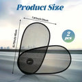 Black stretchy car window shade with suction cups attached to a side window.