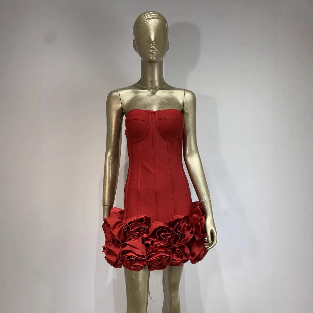 Women's polyester dress in urban style with mid waist, available in red, white, or black solid colours