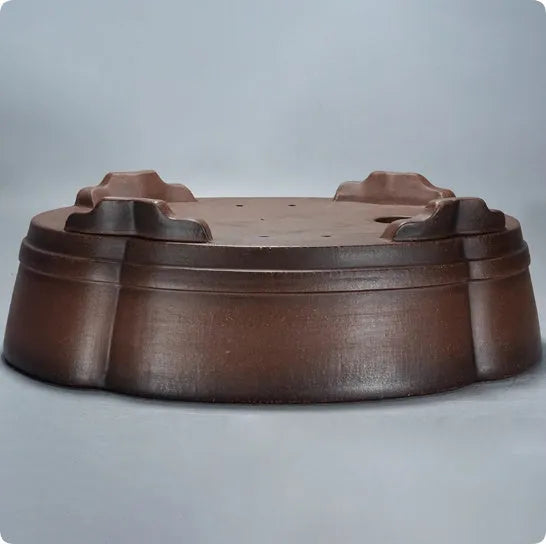 Classical style purple clay flower pot measuring 50cm wide x 39cm deep x 16cm high